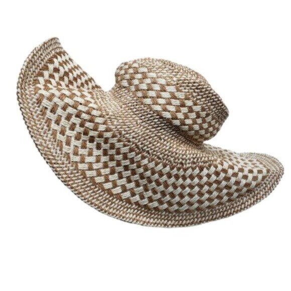 Aerie Paper Straw Beach Hat Big Floppy Neutral Summer Shade - Picture 1 of 13